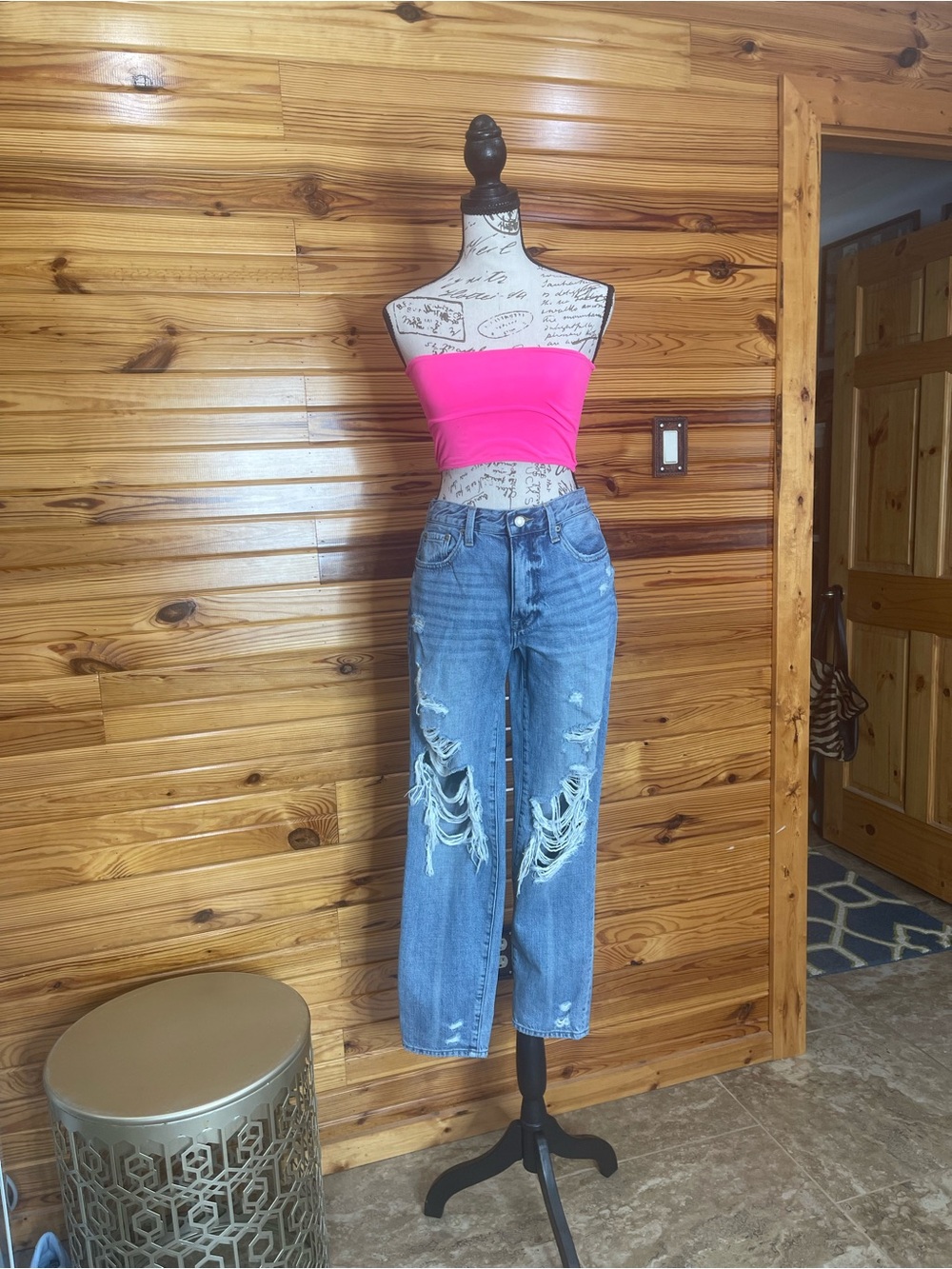 pistola Distressed Boyfriend Jeans in Medium Blue